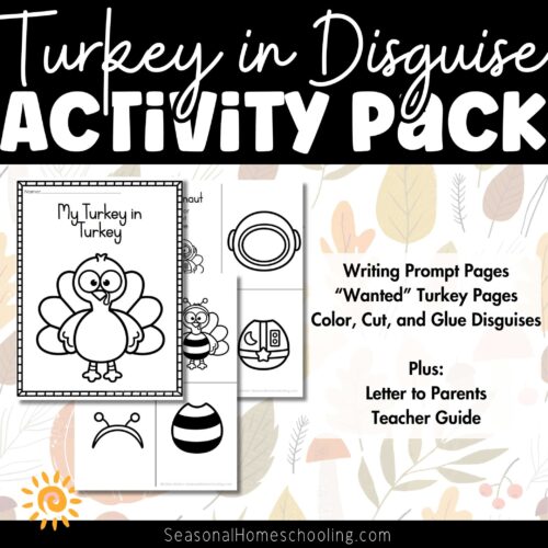 Turkey in Disguise Activity Pack 2 Roll A Story Thanksgiving activity for kids, teaching story planning, problem-solving, and vocabulary with fun dice and word bank. Perfect for homeschoolers and classroom storytelling sessions.