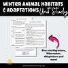 Winter Animal Habitats & Adaptations Unit Study | Winter Science Unit 2 Winter Animal Habitats & Adaptations Unit Study | Winter Science Unit sampling of pages in the unit study