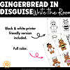 Gingerbread in Disguise Craft & Write the Room Activity | Christmas Writing 2 Bright and colorful gingerbread-themed write the room activity for homeschool kids, featuring printable black & white and full-color versions, perfect for sensory and educational play.