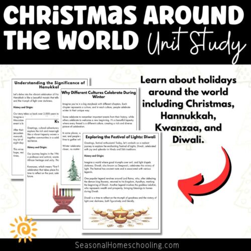Christmas Unit Study – Winter Holidays & Global Christmas Around the World 3 Christmas Unit Study – Winter Holidays & Global Christmas Around the World sampling of pages included