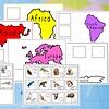 2 - Copy Colorful world map with country and continent outlines, animal matching activity for homeschool learning, geography, and educational resources for homeschooling families.