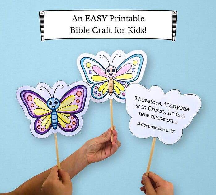 2 Corinthains 5_17 - listing image 4 Colorful butterfly printable craft for kids, homeschool Bible craft, easy religious educational activity, scripture craft, Christian homeschooling resources.
