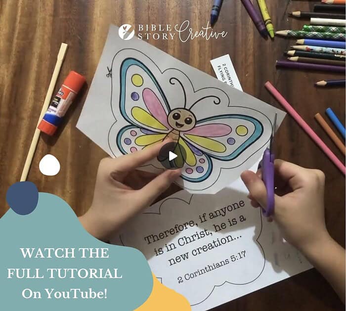 2 Corinthains 5_17 - listing image 5 Colorful butterfly coloring activity for homeschool Bible-based crafts and teaching resources.