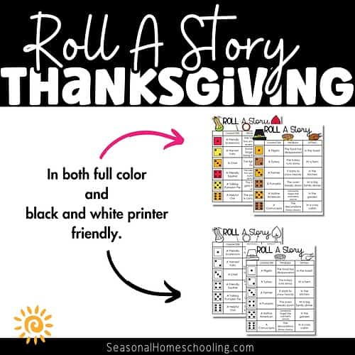 Thanksgiving Roll A Story sampling of what is included