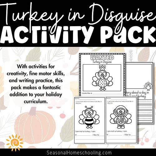 Turkey in Disguise Activity Pack sampling of what is included