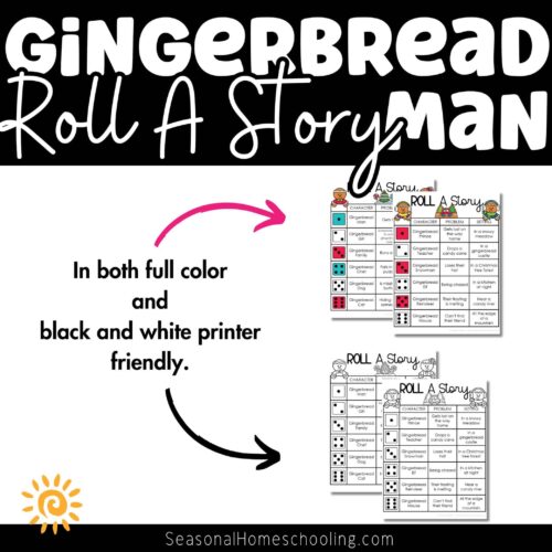 Gingerbread Man Roll A Story sampling of what is included in the printable pack