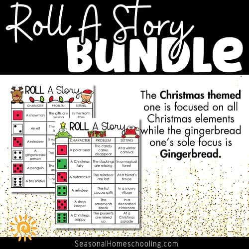Christmas Roll A Story Bundle, samples of what is included in the bundle