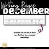 Writing pages December, homeschool worksheet for students with activities on capital letters, finger spaces, punctuation, re-reading, and drawing, ideal for homeschooling resources.