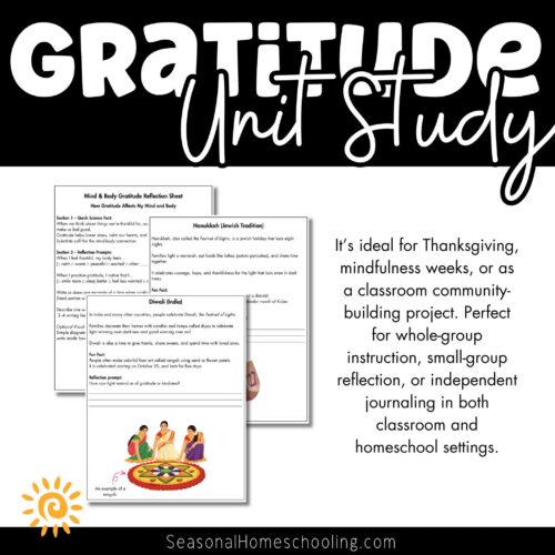 Sample of pages in the Gratitude Unit Study