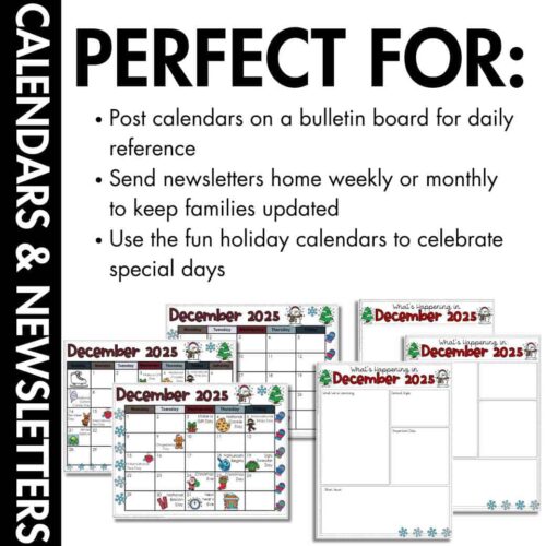 Editable December Calendars samples of what is included