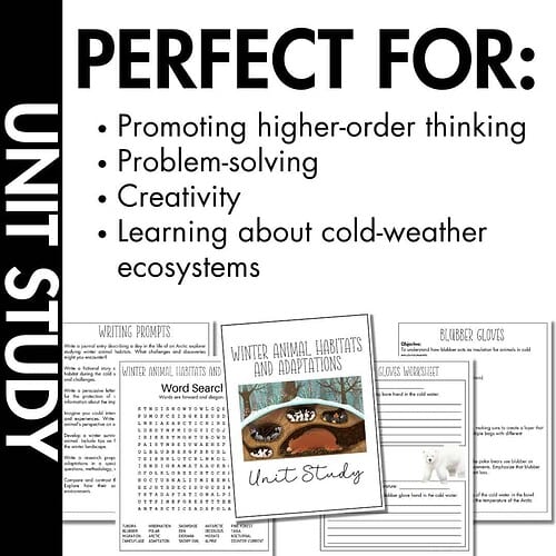 Winter Animal Habitats & Adaptations Unit Study | Winter Science Unit 4 Winter Animal Habitats & Adaptations Unit Study | Winter Science Unit sampling of pages in the unit study