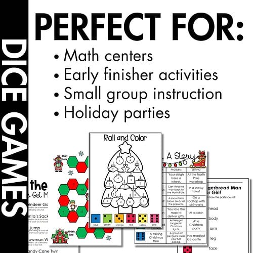 Christmas Dice Games for Engaging Learning Fun 4 Christmas Dice Games for Engaging Learning Fun sampling of what is included