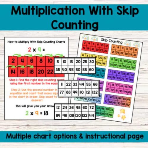 Multiplication with skip counting charts for homeschooling, educational math resources, printable multiplication activities, and skip counting tools for homeschool learning.