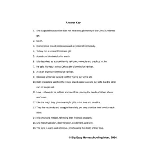 Answer-Key-A-Gift-of-Magi.png The Gift of the Magi Detailed Summary, Q & A, and Note-Taking Sheets