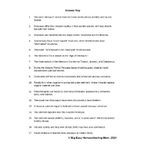 The History of Dinosaurs Reading Passage, Q & A, and Note-Taking Sheets
