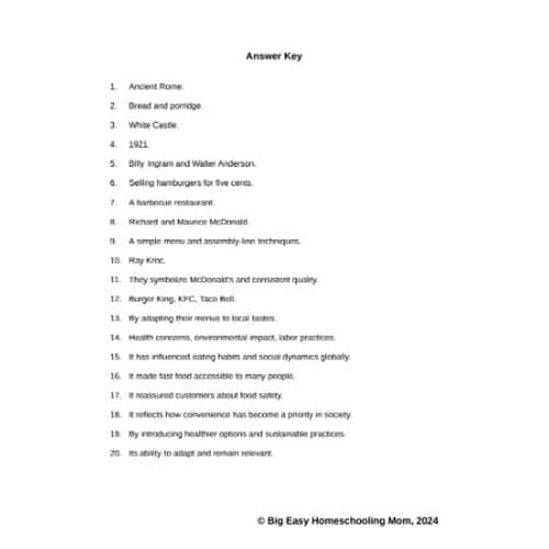 Answer-Key-The-History-of-Fast-Food.png The History of Fast Food Reading Passage, Q & A, and Note-Taking Sheets