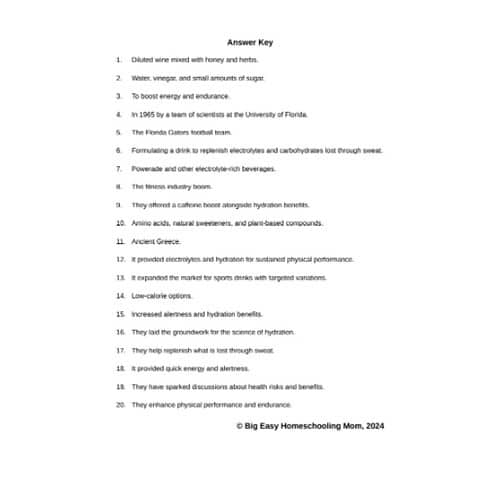The History of Sports Drinks Reading Passage, Q & A, and Note-Taking Sheets