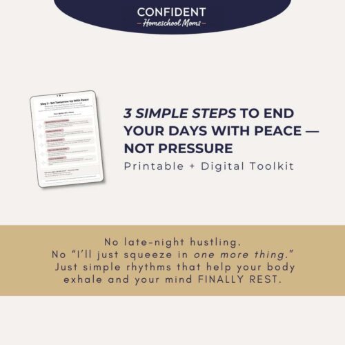 Deep breathing exercises for homeschool moms stress relief and relaxation, printable and digital toolkit to end your days peacefully without pressure.