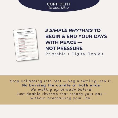 Calm mom routines 2 Guided homeschooling rhythm planner for peace and stress-free mornings, printable and digital toolkit for moms, simple morning routine to start day peacefully.