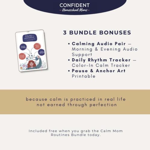 Calm mom routines 4 Pause and Anchor Art digital download for homeschooling moms to promote calmness and mindfulness through printable art.