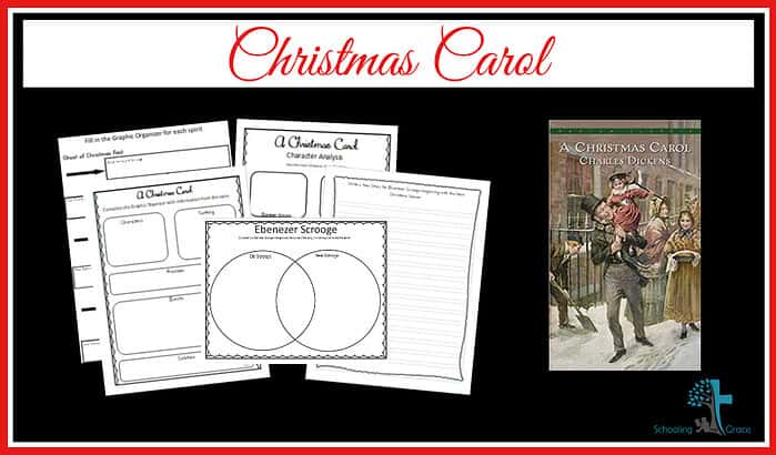 Christmas Carol promo Engaging homeschool resources focused on teaching "A Christmas Carol" by Charles Dickens, including graphic organizers, character analysis worksheets, and lesson plans for effective homeschooling.