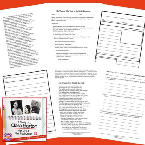 Clara Barton 2 1. Homeschool resource pack featuring critical thinking worksheets and historical texts for engaging, educational homeschooling activities. Perfect for tailored, homeschool curriculum needs.