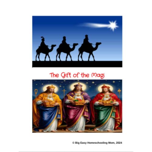 Cover-Sheet-The-Gift-of-the-Magi.png 1. Three wise men traveling by camel under a star, biblical nativity scene, religious Christmas story, homeschool Bible lesson, Magi gift givers, Christian holiday activity.