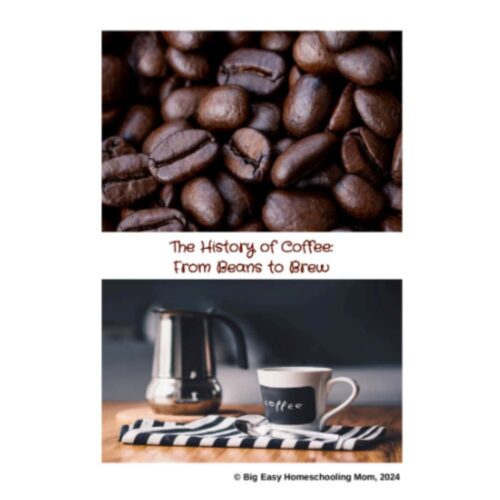 Rich coffee beans for homeschool coffee history lesson.