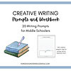 Creative Writing Workbook Middle School (700 x 700 px) Creative writing prompts and workbook for middle schoolers, includes 20 engaging writing exercises, illustration box, and lines for creative stories, perfect for homeschooling and enhancing writing skills.