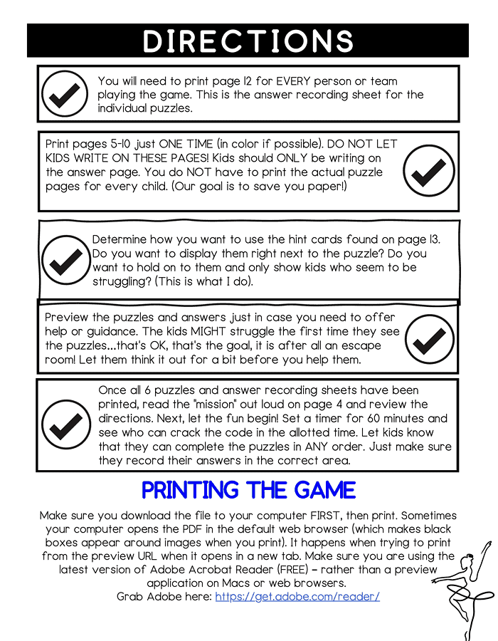Escape from The Nutcracker- A Tchaikovsky Composer Escape Room 2 Printable homeschool puzzle game instructions with answer sheets, designed for homeschooling families, encouraging critical thinking and problem-solving skills for kids.