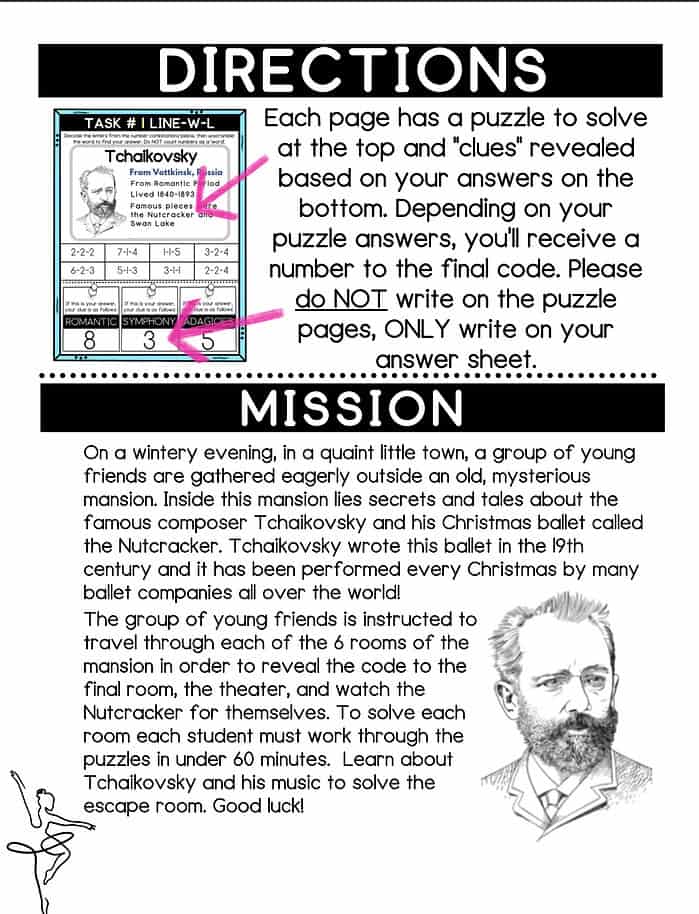Escape from The Nutcracker- A Tchaikovsky Composer Escape Room 4 Escape from The Nutcracker- A Tchaikovsky Composer Escape Room