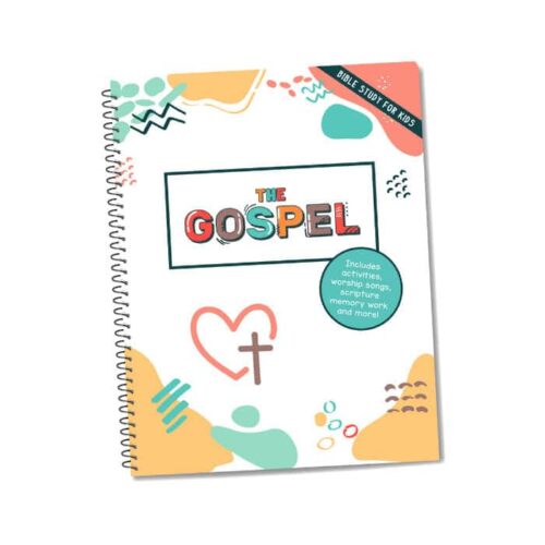 Bible study for kids, gospel workbook with activities, worship songs, scripture memory, and more for homeschool faith-based learning.