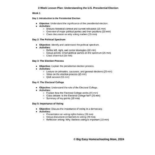 NO-PREP Comprehensive Full Unit Study on Understanding the U.S. Presidential Election