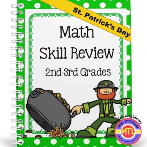March-Math-Skill-Review-2-3-.jpg Math skill review worksheet for 2nd-3rd grade students featuring St. Patrick's Day theme, educational resource from Homeschool Resource Co.