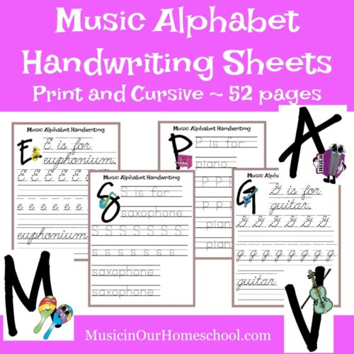 Music Alphabet Handwriting Practice Sheets A to Z