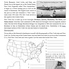 New York City history and geography educational worksheet, featuring historical trading post illustration, borough map labeling activity, and NY state location identification for homeschooling resources.