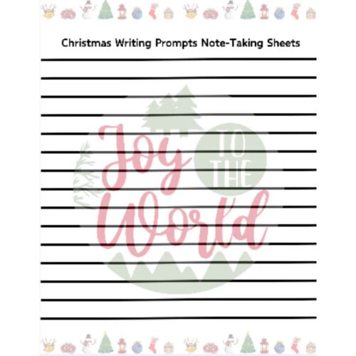 Joy to the World Christmas writing prompts note-taking sheets for homeschool and holiday classroom activities. Perfect for holiday-themed educational resources.