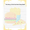 Note-Taking-Sheets-The-History-of-Fast-Food.png A hamburger, fries, and pizza illustration on fast food note-taking sheet, ideal for homeschooling nutrition lessons, healthy eating, and meal planning activities.