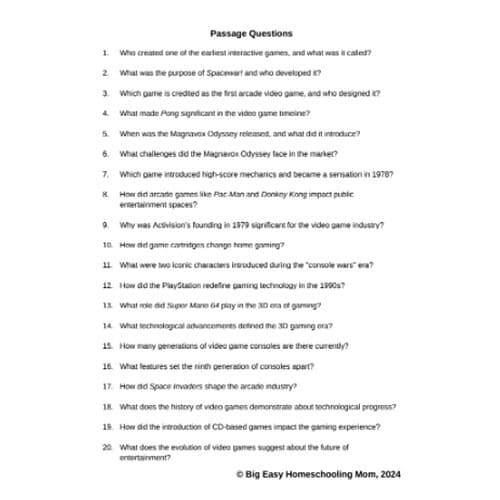 Passage-Questions-The-History-of-Video-Games.png The History of Video Games Reading Passage, Q & A, and Note-Taking Sheets