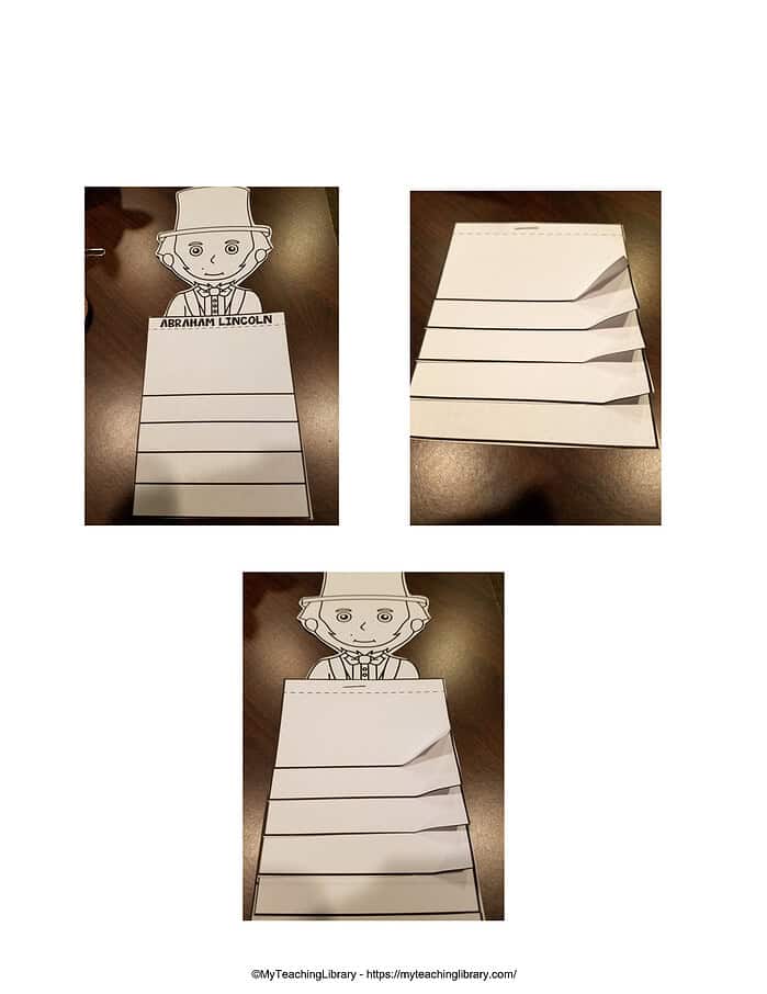 Presidents-Flip-Book-Washington-Lincoln_2024_My_Teaching_Library-ue2pq0 1. Printable Abraham Lincoln handwriting activity with illustrated cutout for homeschool history lessons and interactive learning resources.