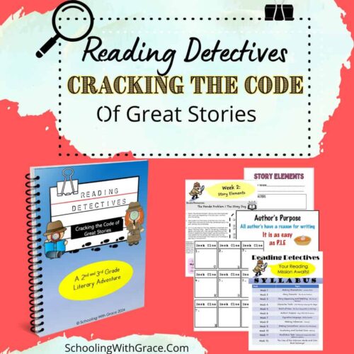 Reading Detectives square - Copy Reading detective activities, educational resources for 2nd and 3rd grades, literacy adventure, homeschool learning, story elements, comprehension skills, great stories, homeschool curriculum.