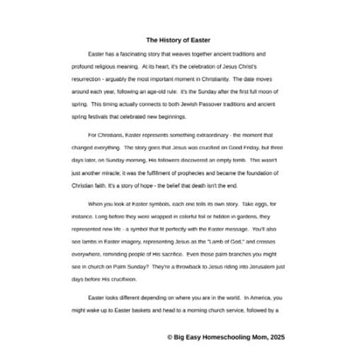 The History of Easter Reading Passage, Q & A, and Note-Taking Sheets