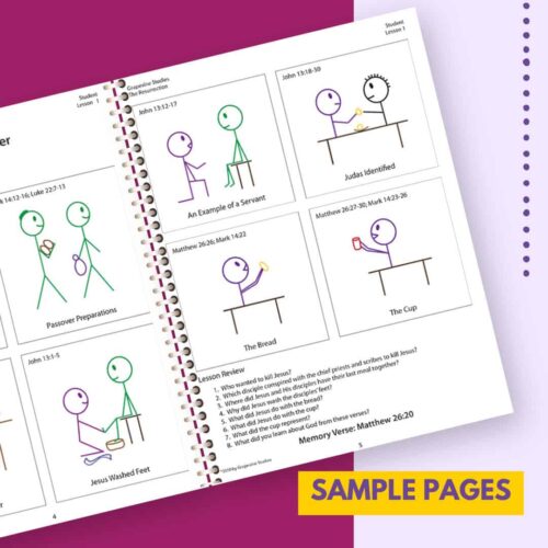 Colorful homeschool Bible lesson printables for faith-based homeschooling resources and Christian education.