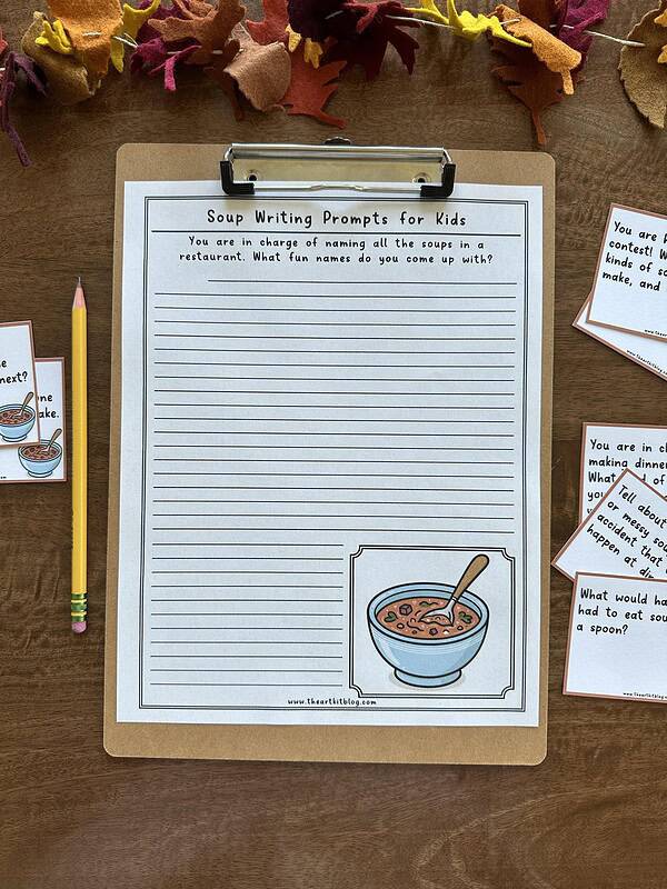 Soup-Writing-Prompts-The-Art-Kit-5 Soup writing prompts for kids, homeschooling, educational activities, homeschool resources, family learning.