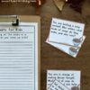 Soup-Writing-Prompts-The-Art-Kit-6 Colorful autumn felt leaves creating a cozy homeschool atmosphere with soup-themed educational cards and printable worksheet for kids' activities.