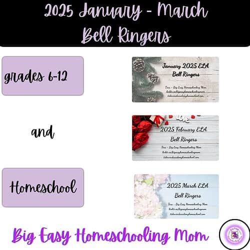 2025 January, February, and March ELA Bell Ringers