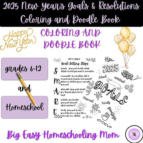 New Year's 2025 Goals & Resolutions Coloring and Doodle Book