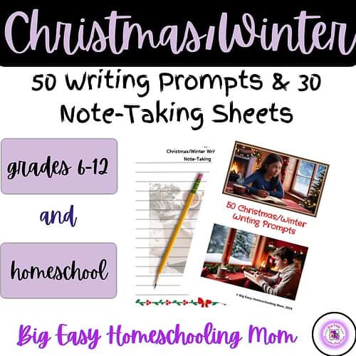 50 Christmas/Winter Writing Prompts and Note-Taking Sheets