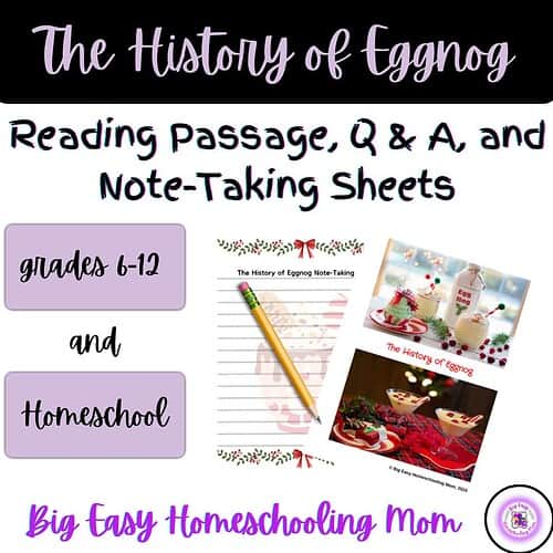 The History of Eggnog Reading Passage, Q & A, and Note-Taking Sheets