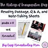 The History of Inauguration Day Reading Passage, Q & A, and Note-Taking Sheets